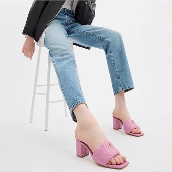 NIB Coach Pink Quilted Slide Sandals - Picture 3 of 6
